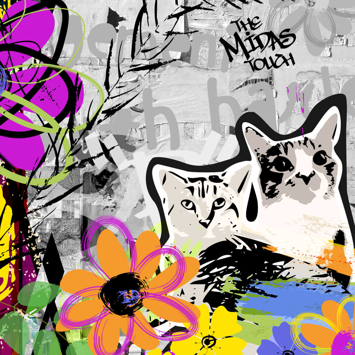 Graffiti piece showcasing clients cats.